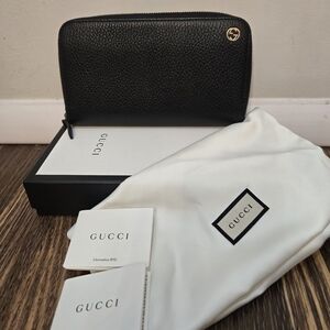 Gucci Interlocking G Leather Zip Around Long Wallet